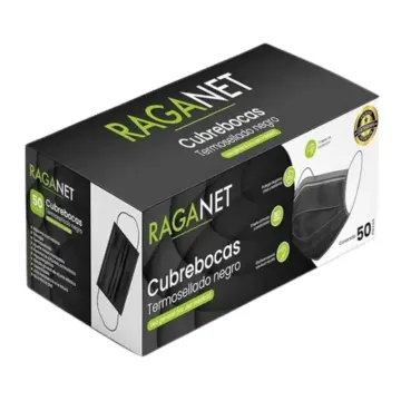 Cubrebocas Negros 50pzs Raganet