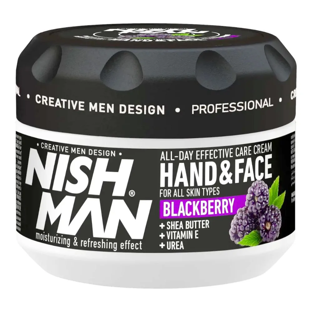 Hand & Face Care Cream Blackberry Nish Man, producto profesional de barbería