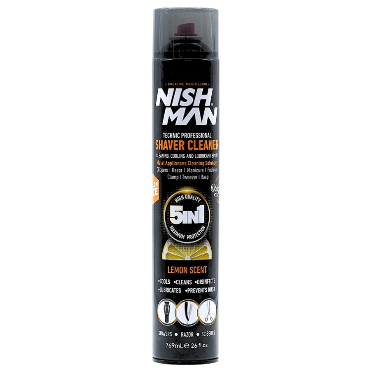 Shaver Cleaner 5 In1 769ml Nish Man, producto profesional de barbería